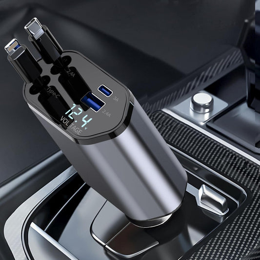 4 IN 1 Retractable Car Phone Charger